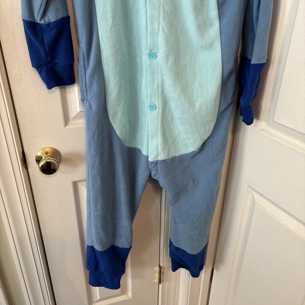 Disney Stitch Adult Blue Fleece One Piece Pajamas Costume Jumpsuit Womens Small - Picture 5 of 12